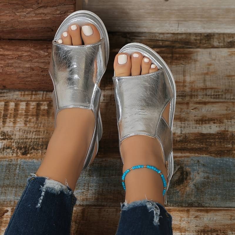 Edda | Women's Metallic Platform Slingback Design Sandals