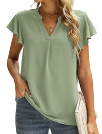 Edda | Women's Ruffle Detail Short Sleeve Fashionable Blouse