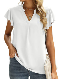 Edda | Women's Ruffle Detail Short Sleeve Fashionable Blouse
