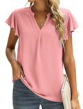 Edda | Women's Ruffle Detail Short Sleeve Fashionable Blouse