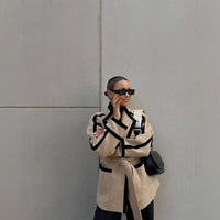 Edda | Women's Waist Belt Belted Elegant Blazer in Dark Khaki