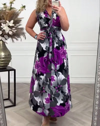 Edelmira | Women's Floral Pleated Wedding Guest Maxi Dress