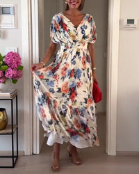 Edelweiss | Women's Floral V-Neck Wedding Guest Maxi Dress