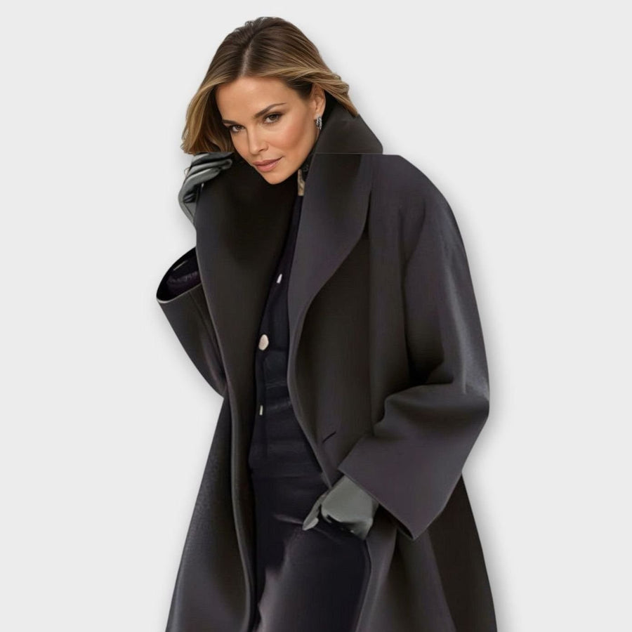 Eden | Women's Oversized Wide-Collar Winter Coat in Black