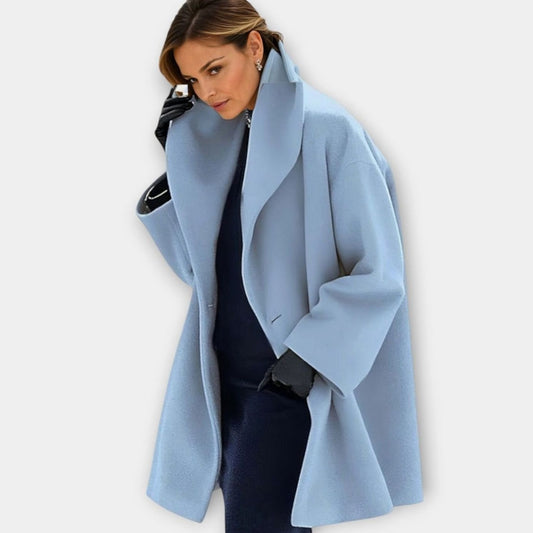 Eden | Women's Oversized Wide-Collar Winter Coat in Blue