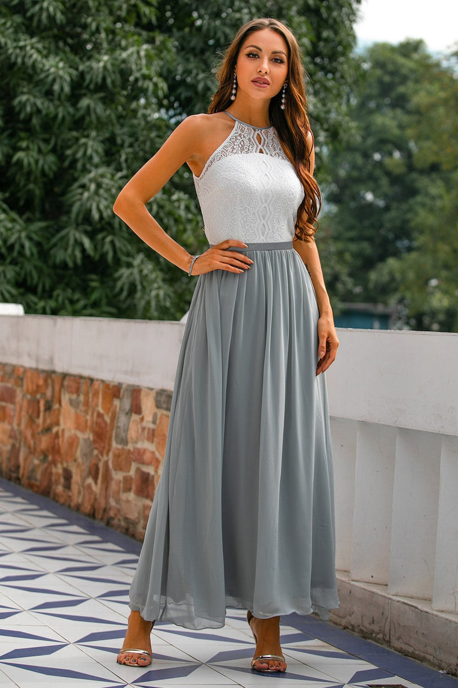 Edeva | Women's Halter Wedding Guest Maxi Dress