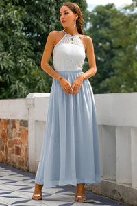 Edeva | Women's Halter Wedding Guest Maxi Dress in Light Blue