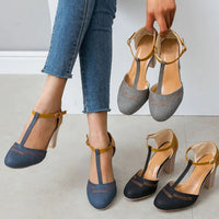 Edith | Women's T-Strap Block Heeled Shoes