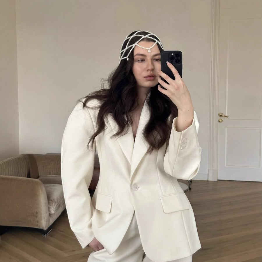 Edith | Women's Tailored Elegant Modern Blazer in White