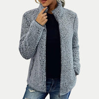 Editha | Women's Textured Surface Pattern Fleece Jacket in Gray