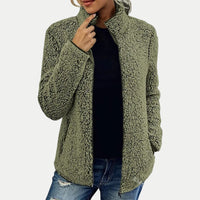 Editha | Women's Textured Surface Pattern Fleece Jacket in Green