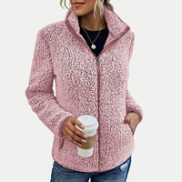 Editha | Women's Textured Surface Pattern Fleece Jacket in Pink