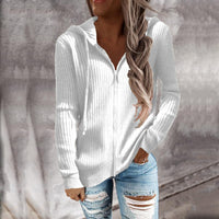 Edurne | Women's Textured Pockets Hooded Jacket in White