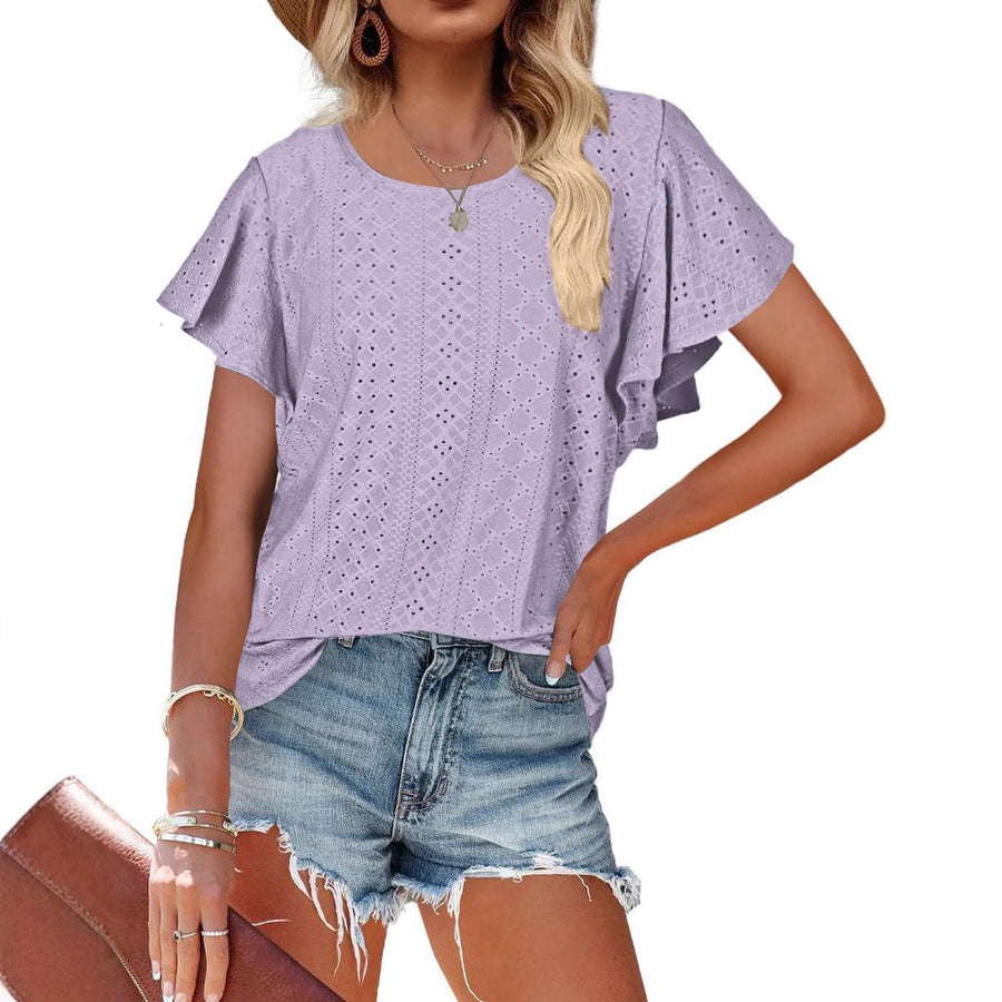 Edwina | Women's Ruffle Detail Short Sleeve Blouse