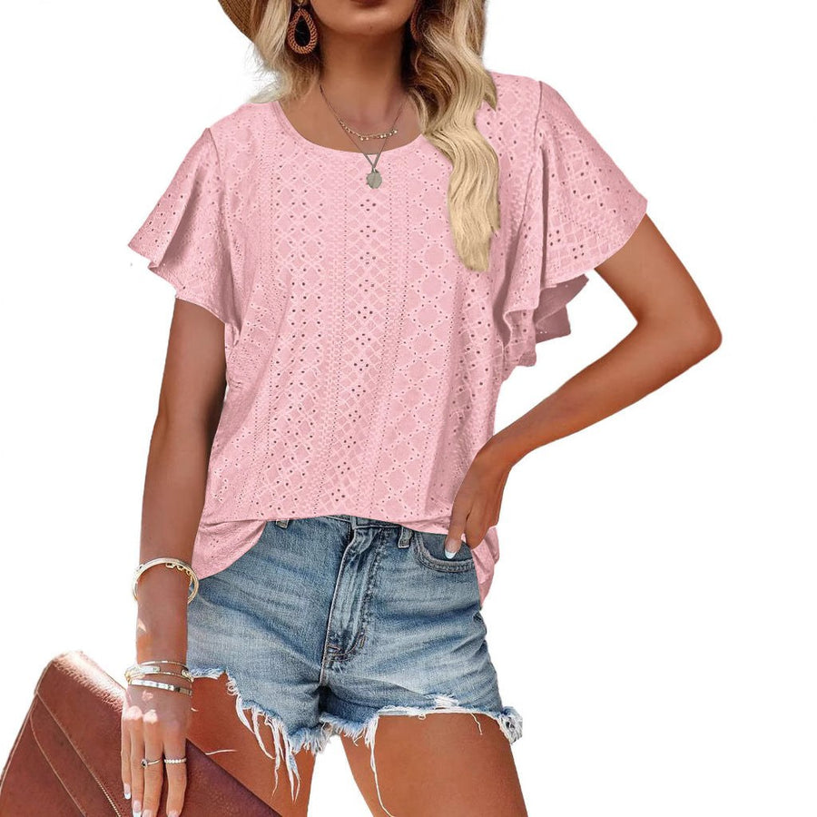 Edwina | Women's Ruffle Detail Short Sleeve Blouse