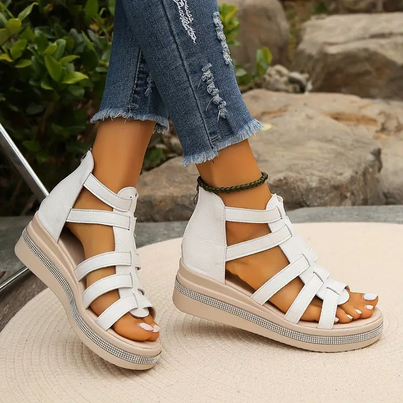 Edwina | Women's Multi-Strap Platform Design Sandals in White