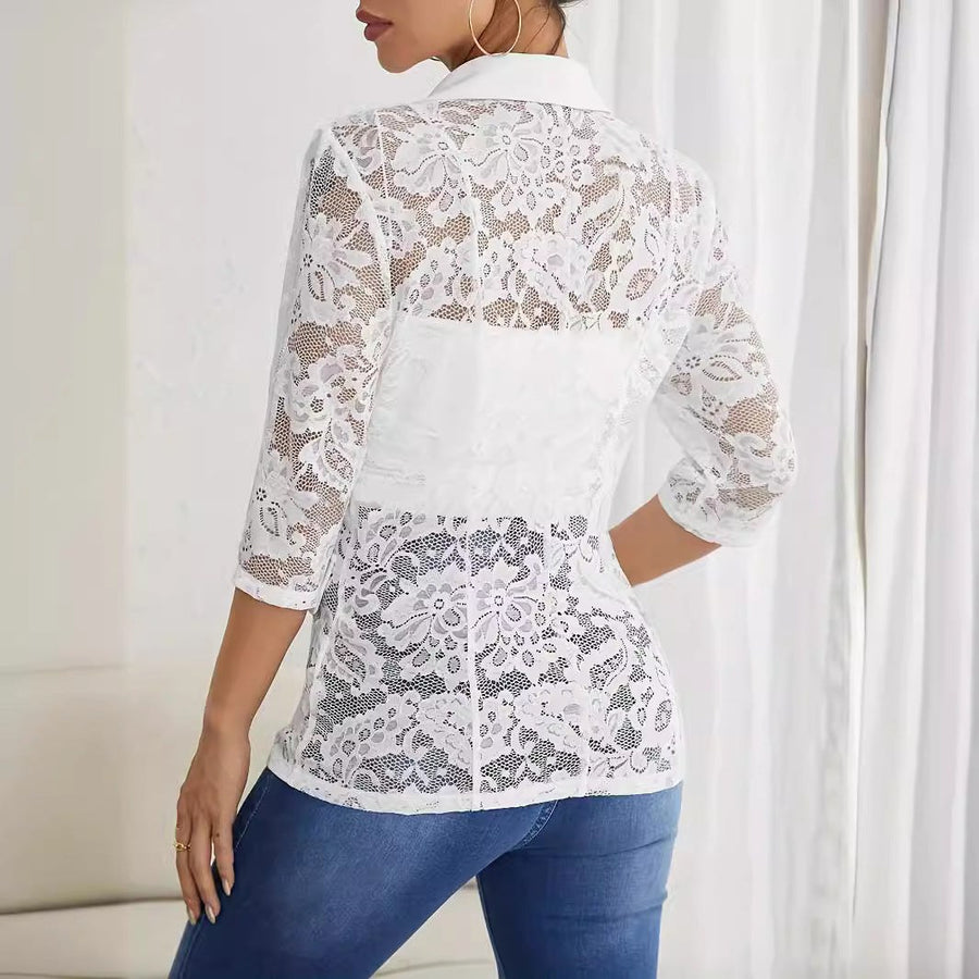 Effie | Women's Sheer Lace Elegant Blazer