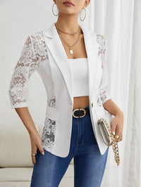 Effie | Women's Sheer Lace Elegant Blazer in White