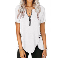 Effie | Women's Zip Asymmetric Short Sleeve Shirt