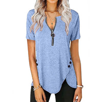 Effie | Women's Zip Asymmetric Short Sleeve Shirt