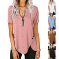Effie | Women's Zip Asymmetric Short Sleeve Shirt
