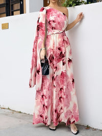 Egeria | Women's One-Shoulder Wedding Guest Maxi Dress in Pink