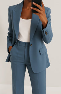 Eileen | Women's Tailored Blazer Straight-Leg Suit Set in Black