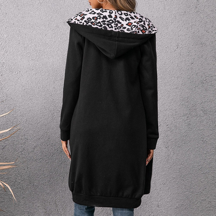 Eilidh | Women's Zip Pockets Hooded Coat in Black