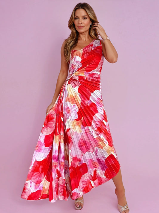 Eilonwy | Women's Pleated Floral Wedding Guest Maxi Dress