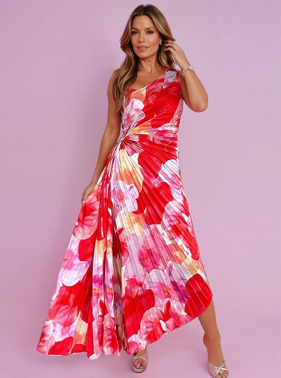 Eilonwy | Women's Pleated Floral Wedding Guest Maxi Dress