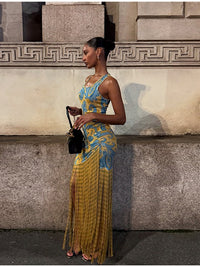 Eilonwy | Women's Fringe Floral Maxi Dress in Multicolor