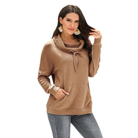 Eirene | Women's Asymmetric Pockets Hooded Hoodie in Coffee