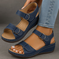 Eirlys | Women's Open Toe Ankle Strap With Platform Sole Sandals in Blue