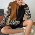 Eithne | Women's Color Block Leopard Print Hooded Hoodie