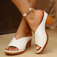 Elaine | Women's Open Toe Block Heel Slide Sandals
