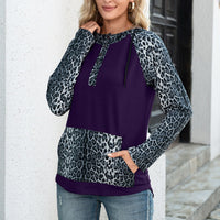 Elanora | Women's Leopard Print Hooded Hoodie in Purple