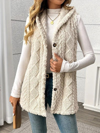 Eleanora | Women's Cozy Hooded Fleece Vest – Fleece Jacket in Apricot