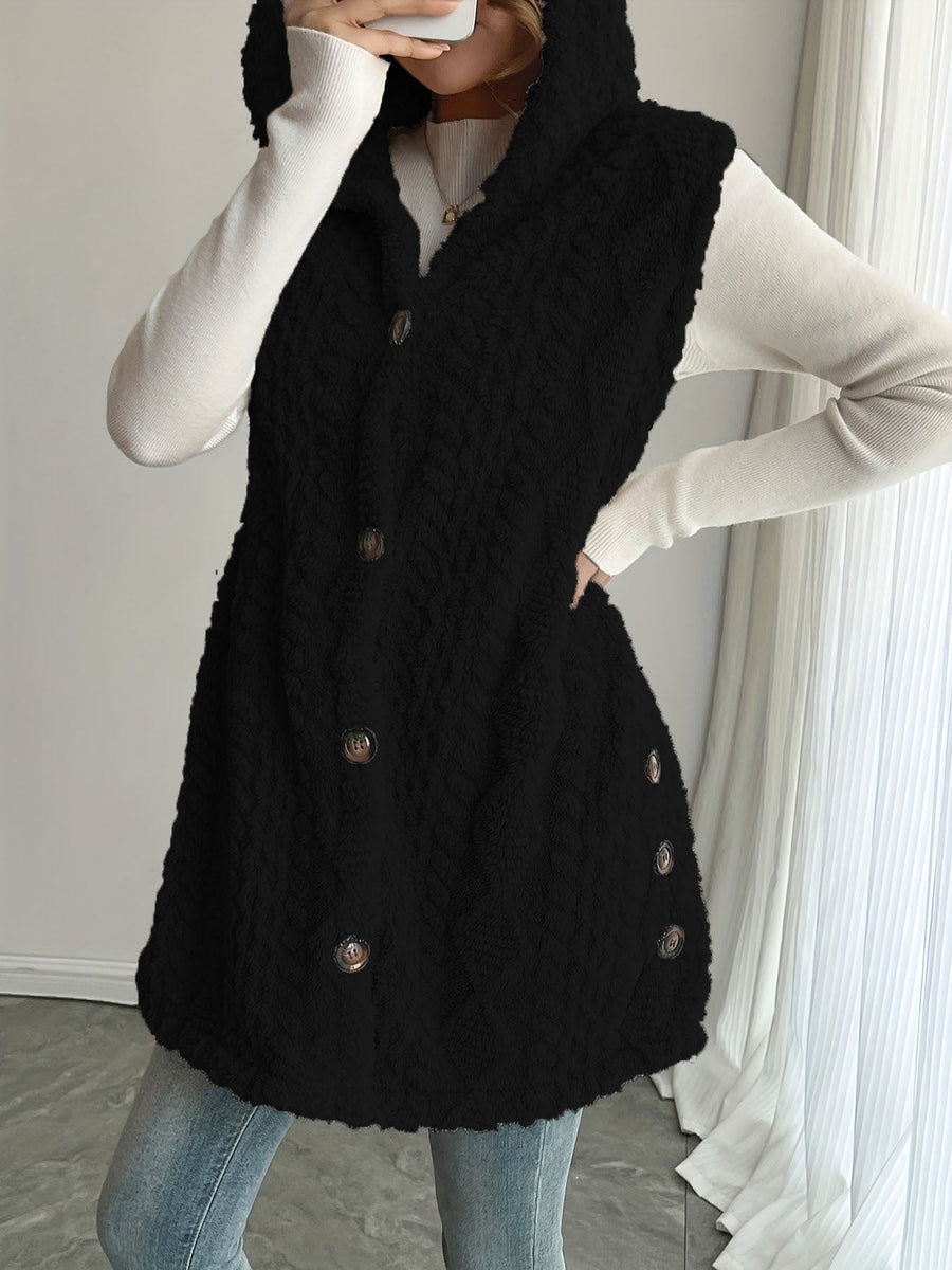 Eleanora | Women's Cozy Hooded Fleece Vest – Fleece Jacket in Black