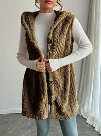 Eleanora | Women's Cozy Hooded Fleece Vest – Fleece Jacket in Camel