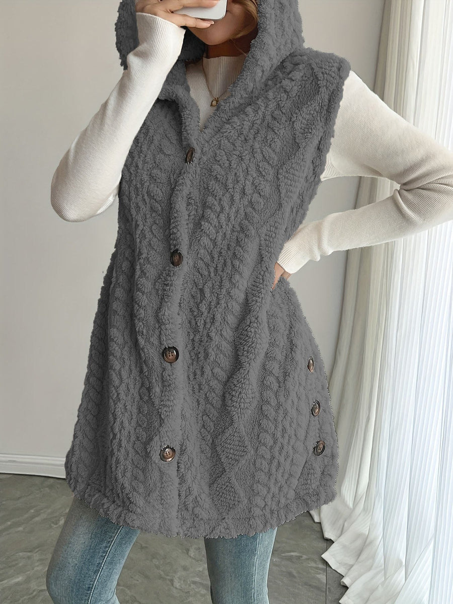 Eleanora | Women's Cozy Hooded Fleece Vest – Fleece Jacket in Gray
