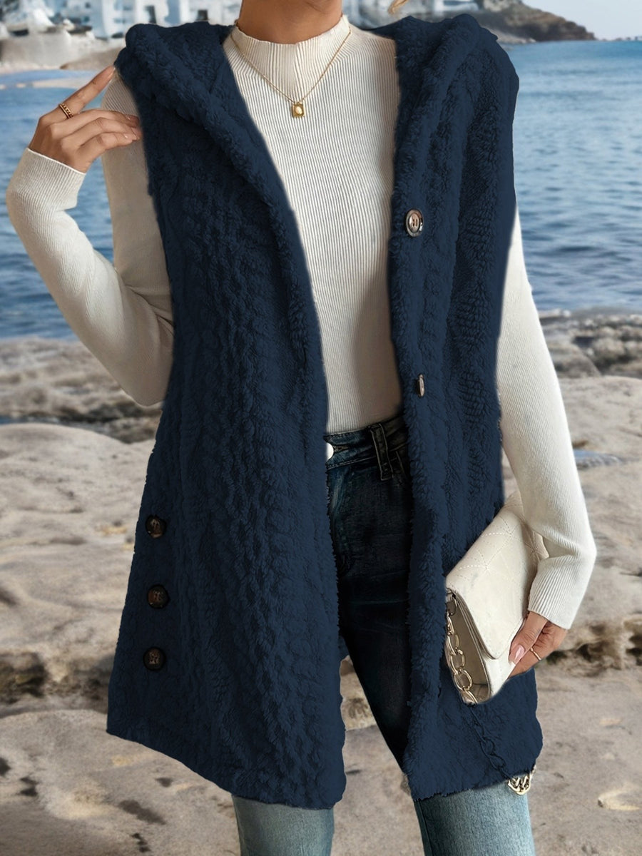 Eleanora | Women's Cozy Hooded Fleece Vest – Fleece Jacket in Midnight Blue