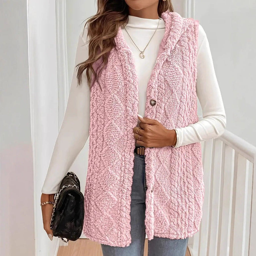 Eleanora | Women's Cozy Hooded Fleece Vest – Fleece Jacket in Pink