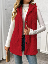 Eleanora | Women's Cozy Hooded Fleece Vest – Fleece Jacket in Red