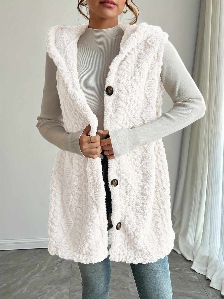 Eleanora | Women's Cozy Hooded Fleece Vest – Fleece Jacket in White