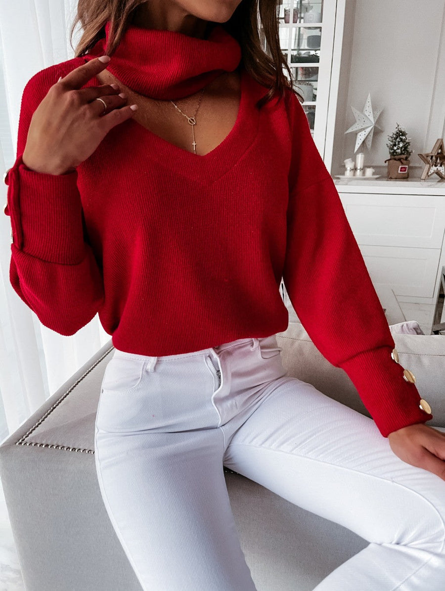 Eleanora | Women's Elegant Chic Sweater in Red