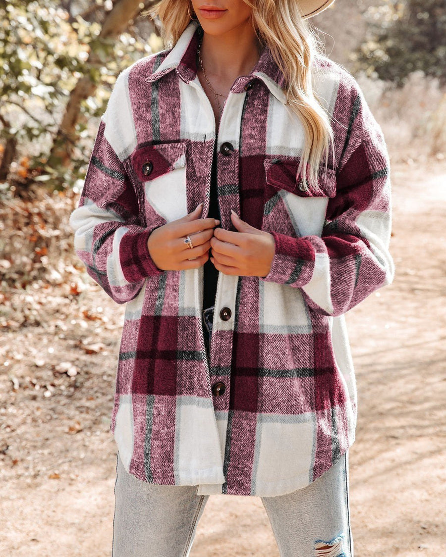 Eleanore | Women's Pockets Jacket in Wine Red