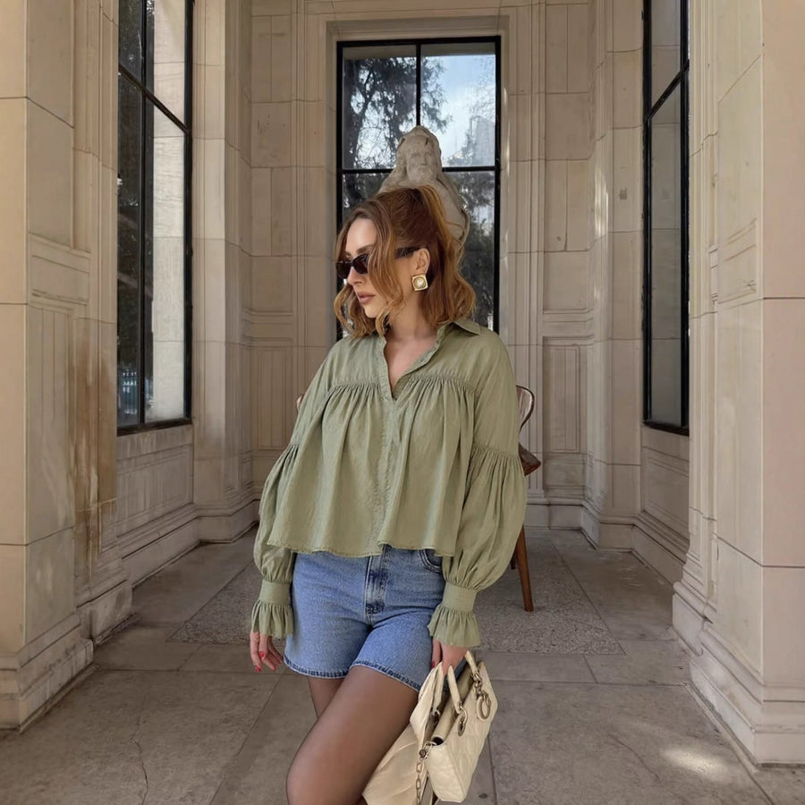 Electra | Women's Ruffle Detail Elegant Blouse