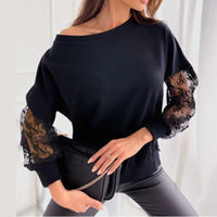 Electra | Women's Asymmetric Sheer Lace Elegant Sweater