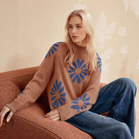 Electra | Women's Floral Knit Sweater in Erdfarb