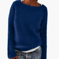 Elena | Women's Casual Relaxed-Fit Knit Pullover Sweater in Blue